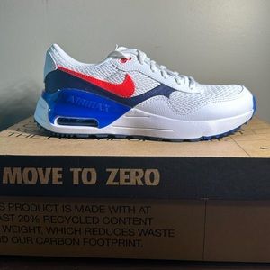 Nike Air Max White/Bright Crimson/Midnight Navy shoes 7Y W8 Brand New